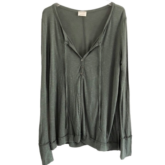 Emory Park Green V-Neck Long Sleeve Boho Top Size Small - Picture 1 of 8